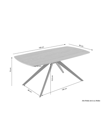 byLiving Tisch JASON in Eiche natur - 160 x 90, H 75 cm