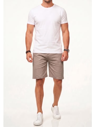 behype Chinoshorts - Kurze Hose mit Stretch inkl. Gürtel für Herren in Taupe