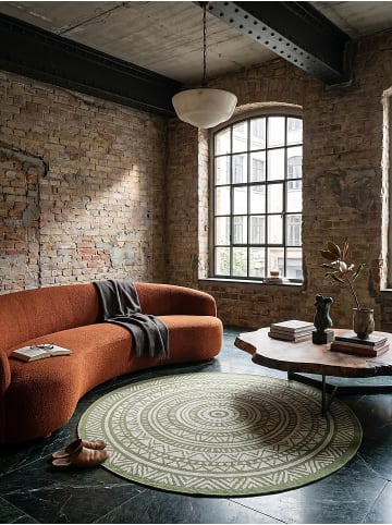 KADIMA DESIGN Rundteppich Orientalisch flachgewebt pflegeleicht Wohnzimmer Flur in Grün