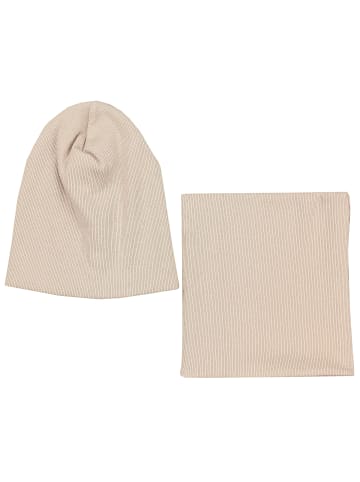 TupTam Unisex Kinder Beanie Mütze Schlauchschal Set in beige