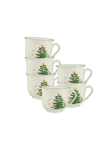 Seltmann Weiden 6er Set Kaffeetassen Marieluise Weihnachten in 230 ml in weiß-grün