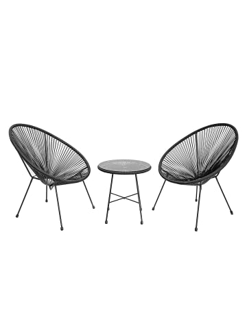 home24 Sitzgruppe Copacabana 3-teilig in Schwarz