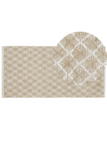 Beliani Kurzflor AKBEZ in Beige/Weiß - (W) 50 x (H) 1 x (L) 80 cm