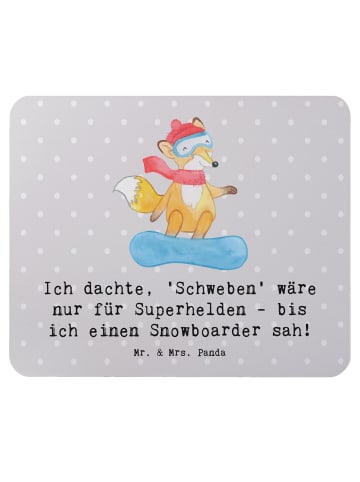 Mr. & Mrs. Panda Mauspad Snowboarden Zauber mit Spruch in Grau Pastell