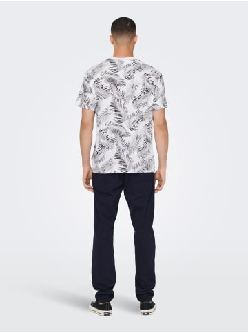 Only&Sons Tropisch Print T-Shirt Kurzarm Shirt aus Baumwolle ONSPERRY in Weiß