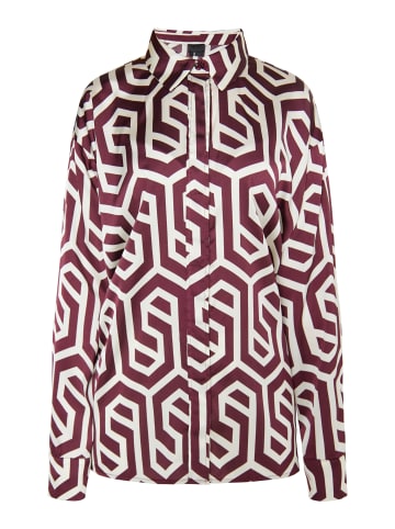 DreiMaster Klassik Damen Hemdbluse in Wollweiss Bordeaux