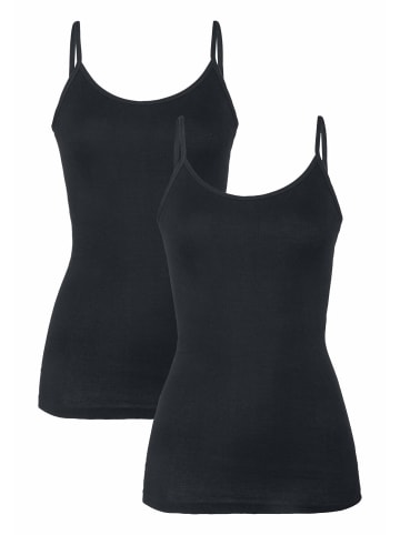 Hessnatur Spaghetti Top Fitted 2er-Set in schwarz