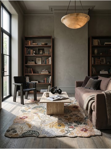 KADIMA DESIGN Wollteppich Shaped Botanisch Floral, Wohnzimmer in Hellrosa