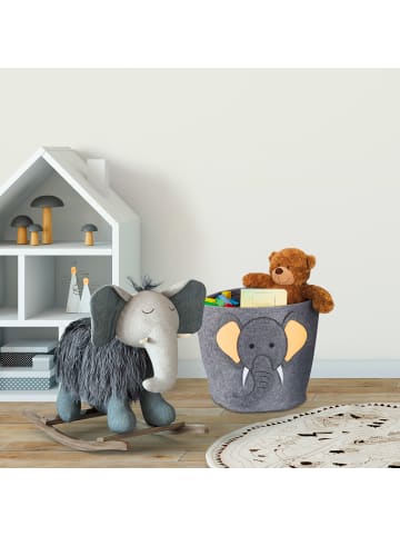 relaxdays Kinder-Aufbewahrungskorb "Elefant" in Grau - (H)35 x Ø32 cm