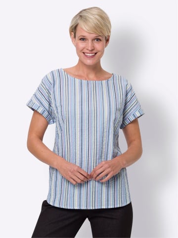 Sieh an! Schlupfbluse in weiß-lavendel-gestreift