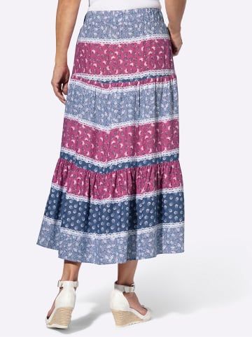 Sieh an! Stufenrock in taubenblau-erika-bedruckt