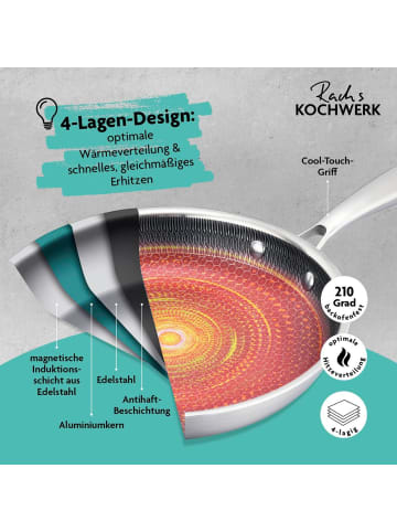 Kochwerk Edelstahl-Pfanne 24cm silber mit Wabenstruktur Silberfarben