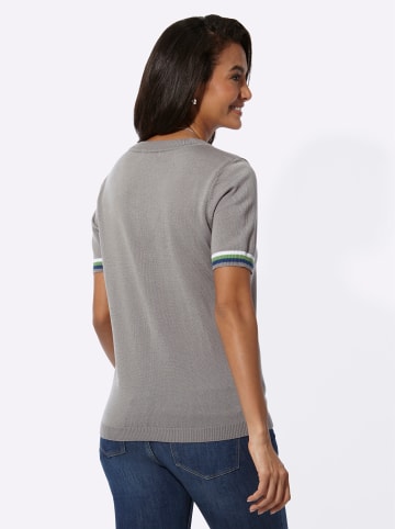 WITT WEIDEN Rundhals-Pullover in steingrau-weiß-geringelt