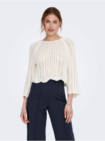 ONLY Eleganter Strickpullover 3/4 Arm Shirt Pointelle Sweater ONLNOLA in Weiß