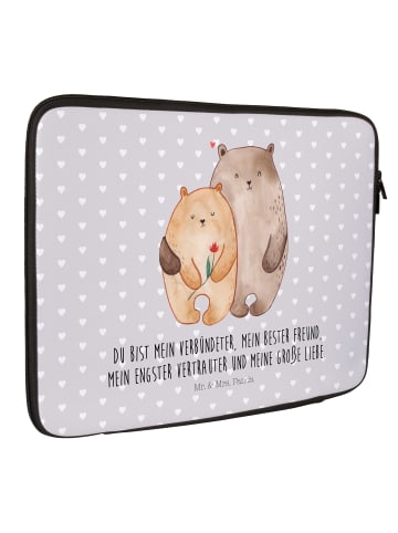 Mr. & Mrs. Panda Laptop Tasche Bären Liebe mit Spruch in Grau Pastell