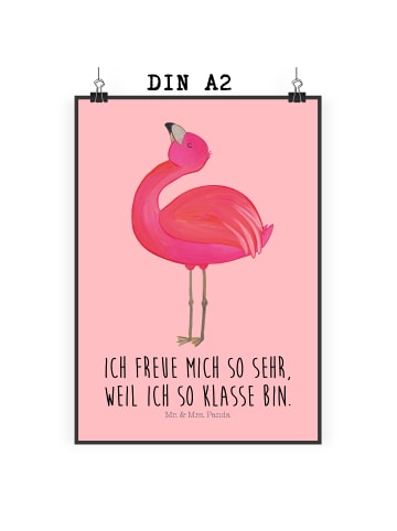 Mr. & Mrs. Panda Bild Flamingo Stolz mit Spruch in Rot Pastell