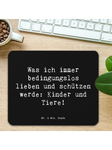Mr. & Mrs. Panda Maus-Pad Spruch Schutz für Kinder mit Spruch in Schwarz