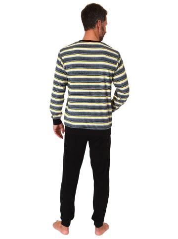 NORMANN Frottee Schlafanzug lang Pyjama RingelMuster - 82334 in gelb