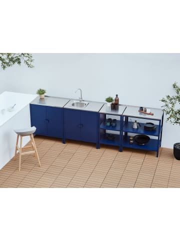 Beliani 4er-Set Gartenküche VILAMA in Blau/Silber