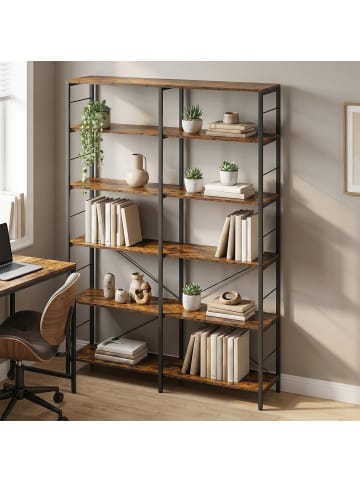 VASAGLE Bücherregal Barnet in Braun-Schwarz - (B)120 x (H)170 x (T)30 cm
