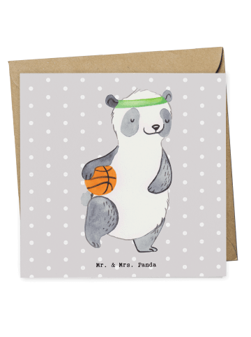 Mr. & Mrs. Panda Grußkarte Panda Basketball ohne Spruch in Grau Pastell
