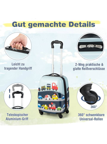 COSTWAY 2 teiliger Kinderkoffer+ Rucksack in Hellblau