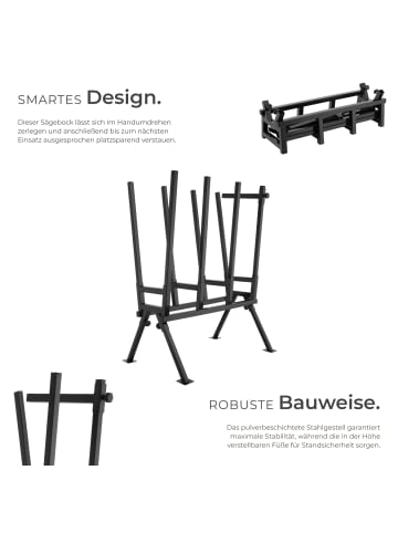 tectake Holzsägebock  76 x 53 x 102 cm, schwarz