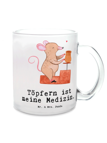 Mr. & Mrs. Panda Trinkglas Maus Töpfern mit Spruch in Transparent