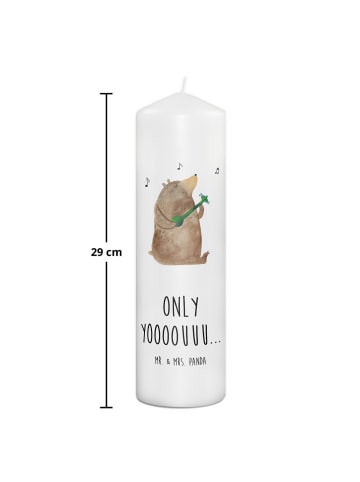 Mr. & Mrs. Panda Kerze Bär Gitarre mit Spruch in Weiß