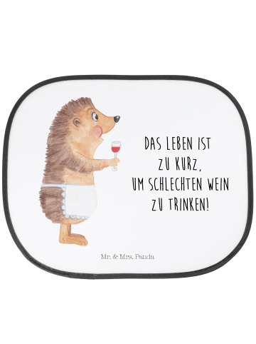 Mr. & Mrs. Panda Auto Sonnenschutz Igel Wein mit Spruch in Weiß