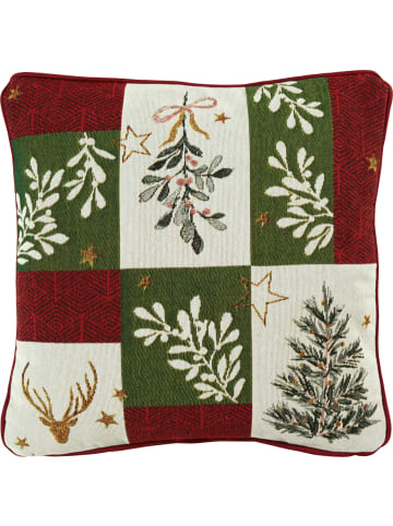 Sander Baumwollmischung, Gewebt, Gobelin Kissenhülle Cheryl in rot-grün-weiß