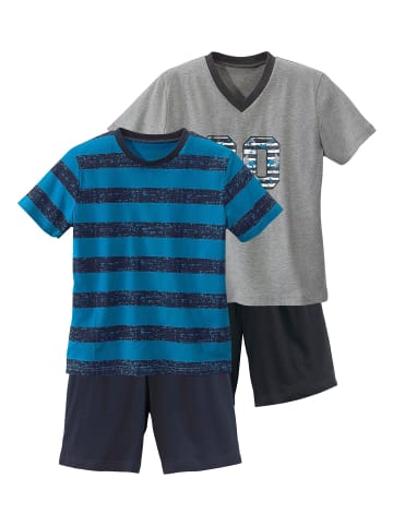 AUTHENTIC LE JOGGER Pyjama in türkis-gestreift, grau-meliert