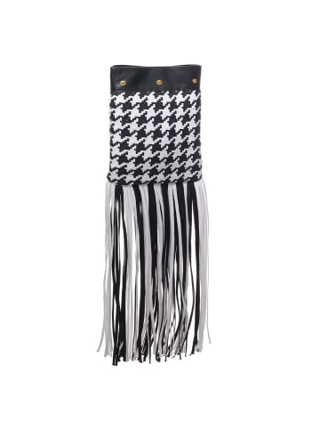 Versace Schwarz Weiß Leder und Textil Schulter Tasche