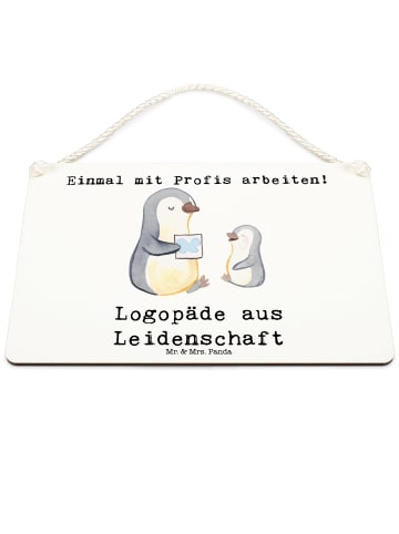 Mr. & Mrs. Panda Deko Schild Logopäde Leidenschaft mit Spruch in Weiß