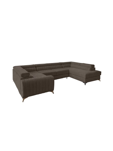 MF Design Luisa Recamiere Rechts in Hellbraun -  (L) 202 x (B) 347 x (H) 92 cm