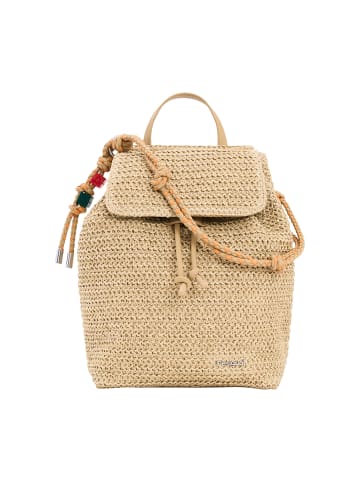 Desigual Rucksack „Half Logo Raffia Luena Mini“ Beige
