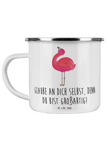 Mr. & Mrs. Panda Becher Emaille Selbstvertrauen stärken mit Spruch in Weiß
