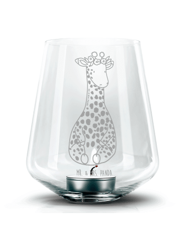 Mr. & Mrs. Panda Glas Teelichthalter Giraffe Blumenkranz ohne Sp... in Transparent