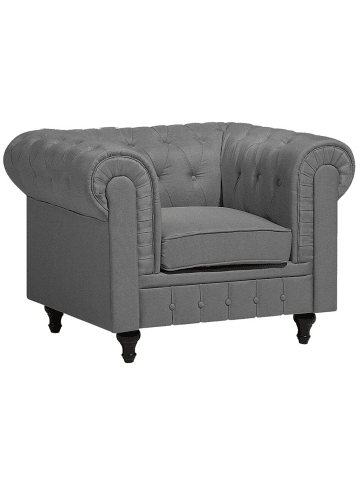 Beliani Sessel CHESTERFIELD in Grau/Braun - (W) 112 x (H) 79 x (L) 85 cm