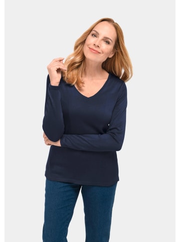 GOLDNER V-Pullover Unkomplizierter Pullover mit V-Ausschnitt in dunkelblau