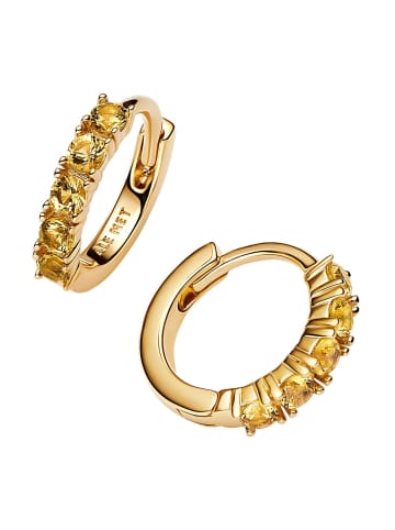 Pandora Damen-Creolen Huggies Ohrringe Goldfarben Gelb