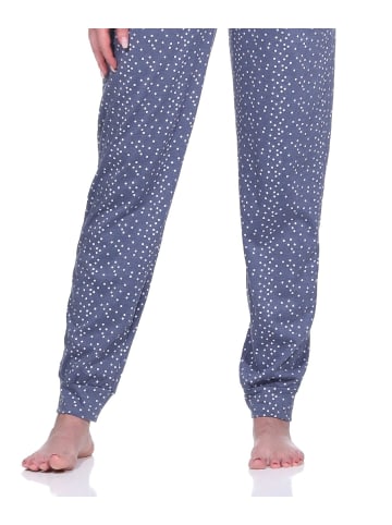 NORMANN Schlafanzug Hose lang Mix & Match TupfenPunkte - 76918 in blau-melange