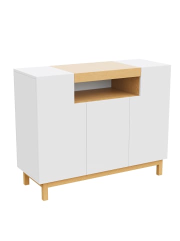 ABRIHOME Sideboard in Weiß mit 3 Türen für Wohn und Esszimmer