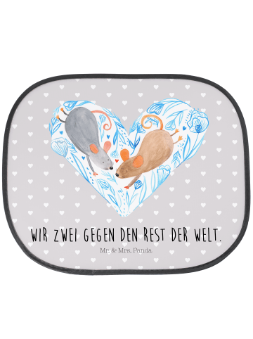 Mr. & Mrs. Panda Auto Fenster Sonnenschutz Mäuse Herz mit Spruch in Grau Pastell