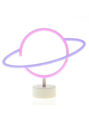 SATISFIRE LED Neonlicht Dekofigur Planet Saturn H: 24cm in blau, pink