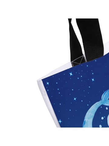 Mr. & Mrs. Panda Strandtasche Sternzeichen Fische mit Spruch in Sternenhimmel Blau