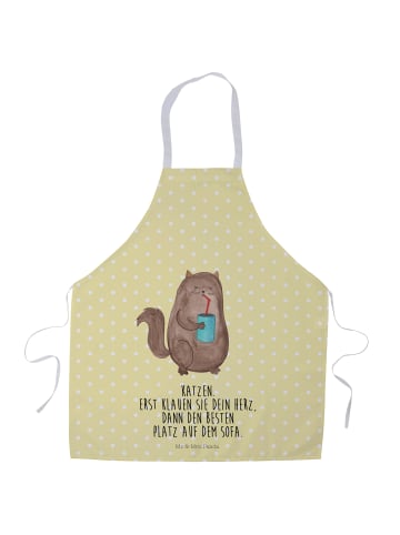 Mr. & Mrs. Panda Küchenschürze Katze Dose mit Spruch in Gelb Pastell