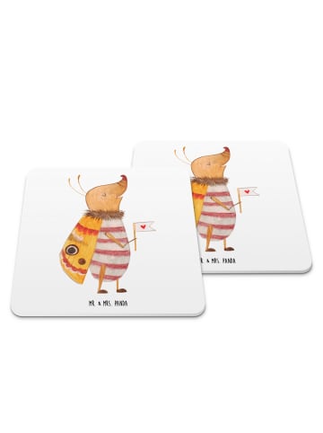 Mr. & Mrs. Panda Untersetzer für Gläser Nachtfalter Fähnchen ohn... in Weiß