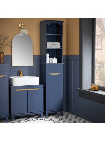 SoBuy Badezimmerschrank in Mattschwarzblau - (W) 33 x (H) 170 x (L) 35 cm