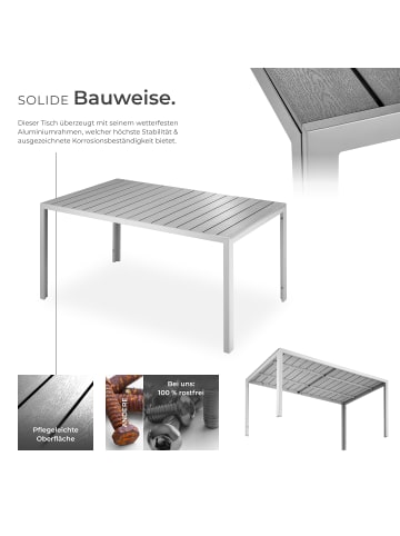 tectake Aluminium Balkontisch mit höhenverstellbaren Füßen, 150x90x74,5cm